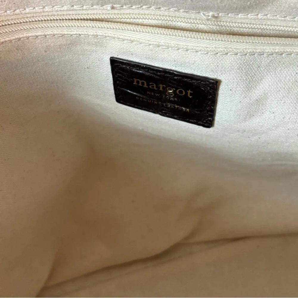 Marot New York Taylor Triple Compartment Chocolate Croco Tote Bag